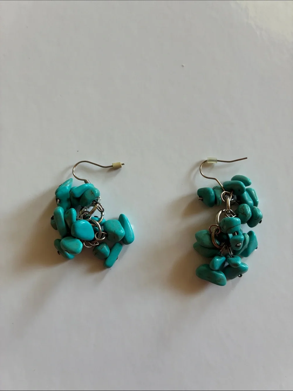 Vintage Turquoise Bead Cluster Dangle Earrings - Women Jewelry